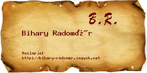 Bihary Radomér névjegykártya